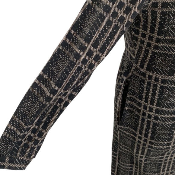 Mine A Black Brown Long-sleeved Tweed Plaid Cotton Blend Maxi Dress US 4 - Picture 5 of 9